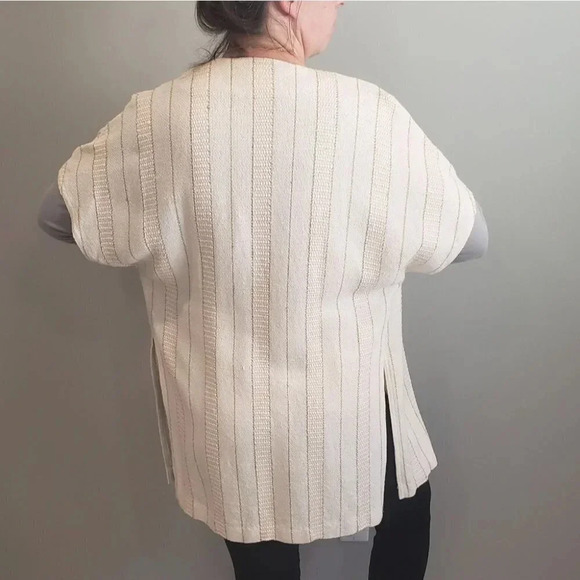 Zonda Nellis Hand-Woven VTG Cardigan Neutral Metallic  ART TO WEAR Slow Fashion - Picture 16 of 17